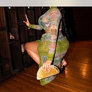 Jean Paul Gaultier Vibrant Green Long Sleeve Dress